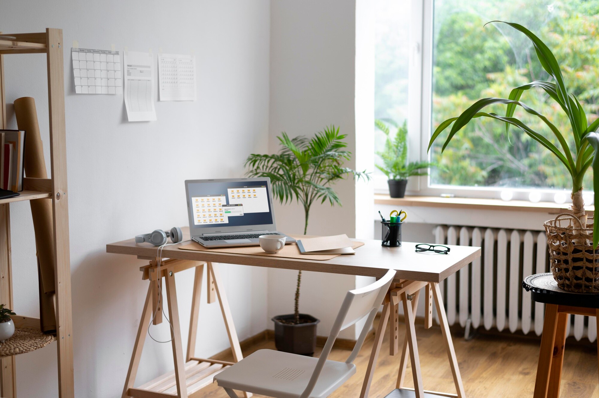 Espacio de trabajo bien iluminado con luz natural